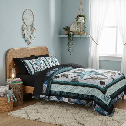 QOOMO Boho 7 Pieces Comforter Set Queen Size,Bohemia Bedding Set for Kids