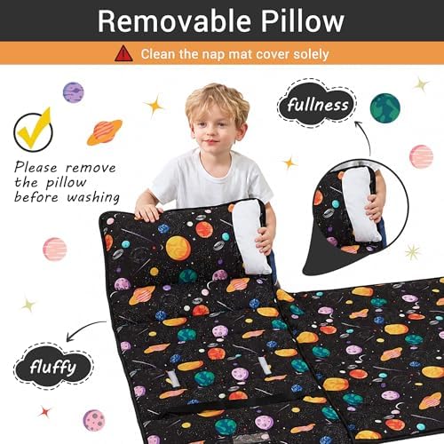 Lasoftan Toddler Nap Mat with Pillow and Blanket, Extra Large Rolled Napping Mats,Slumber Bags for Boys Girls,Kids Sleeping Bag for Daycare, Preschool Travel Camping