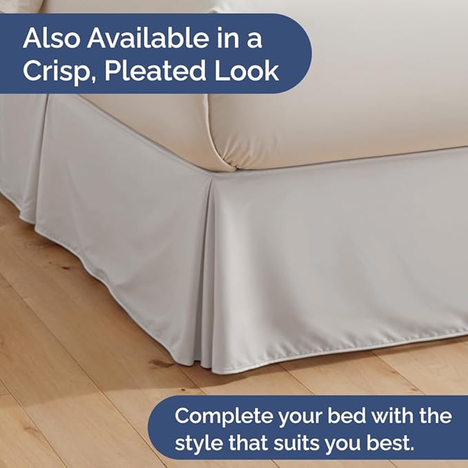 Bedskirt King Size Ruffle - 18 inch Drop Dust Ruffle Bed Skirt with Platform - Soft, Easy Fit, Premium Hotel Quality - Wrinkle, Fade & Shrink Resistant - for Women, Men, Kids and Teens - French Grey
