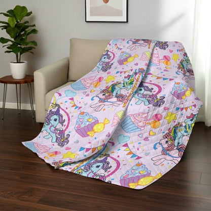 Northwest My Little Pony Pony Party Quilted Blanket, Comfy Throw, Adults Boys Girls, Soft Lightweight Bedding for Bed, or Couch, 60 x 80 inches