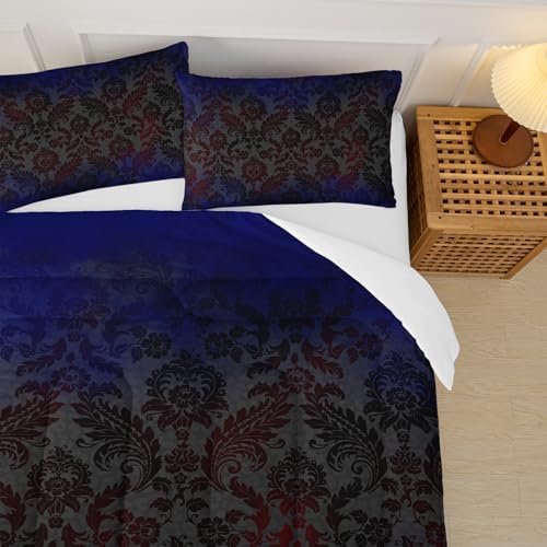 Paisley Floral Comforter King Size,Gothic Kids Comforter Set,3Pcs Bedding Set Printed Comforter with 2 Pillowcases,Down Alternative,Soft and Lightweight,for All Seasons