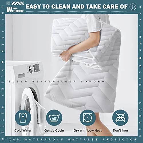 King Size Waterproof Mattress Protector Quilted, Breathable Ultra-Soft Filling Mattress Pad, Fitted Deep Pocket Mattress Cover Fits 6''-25'' Mattress White