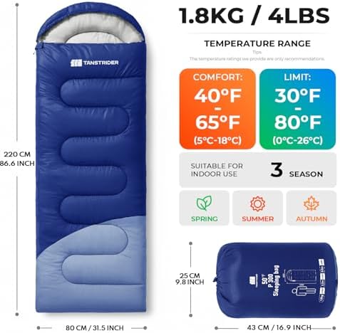 Sleeping Bags for Adults,Compact Lightweight Backpacking Sleeping Bag with Compression Sack for Youth, Camping Essentials Gearfor Hiking Travel Climbing Outdoor&Indoor Use