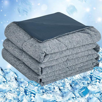 CHOSHOME Cooling Comforter Cooling Blanket, Q-Max 0.45 Cool Sleeping Summer Blanket for Hot Sleeper Night Sweats, King 90" x 108", Navy Blue