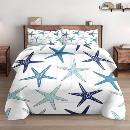 Pamnest Full Comforter Set, 3 Pieces Coastal Nautical Bedding, All Season