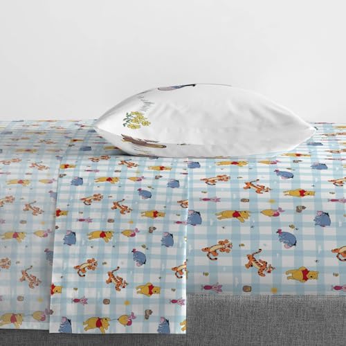 Jay Franco Kids Sheet Set with Fitted, Flat Sheets & Pillow Cover - Ultra-Soft Bedding with Pillowcase for Room Decor, White - Winnie The Pooh, 3 Piece Twin
