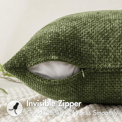 MIULEE Decorative Couch Throw Pillow Covers 20x20 Inch Olive 2 Pack