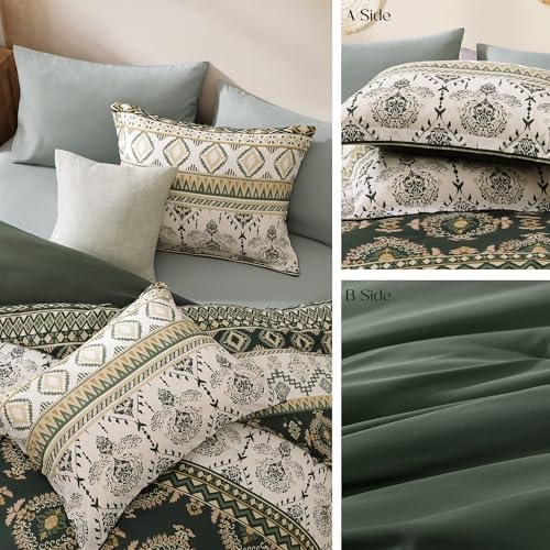 Queen Comforter Set - 7 Pieces Boho Bedding Set Aztec Bed in A Bag