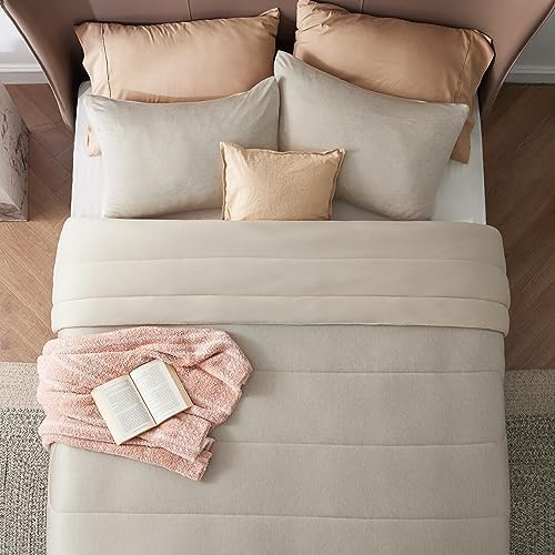 Bedsure King Size Comforter Set, Cooling & All-Season Bedding, Oatmeal