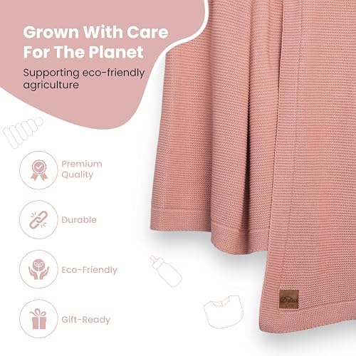 Dalisa Alina GOTS Organic Cotton Throw Blanket, Pink, 80x90 in