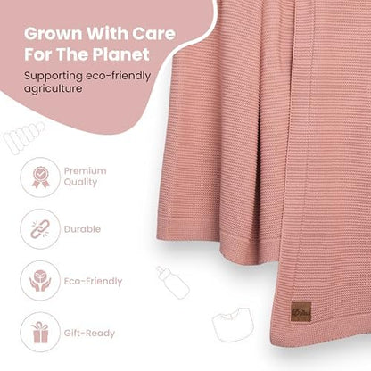 Dalisa Alina GOTS Organic Cotton Throw Blanket, Pink, 80x90 in