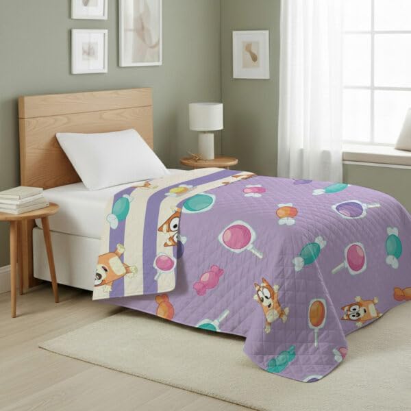Northwest Bluey Bingo Candy Land Quilted Throw Blanket – Official Cartoon Throw Blanket Featuring Bluey, for Adults Boys Girls Bed, Couch, or Playroom, 60 x 80 Inches