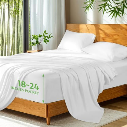 SONORO KATE 100% Viscose Derived from Bamboo_Sheets, Extra Deep Pocket,4PC