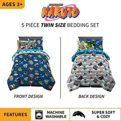 Naruto Anime Bedding Super Soft Comforter And Sheet Set With Sham, 5 Piece Twin Size, By Franco