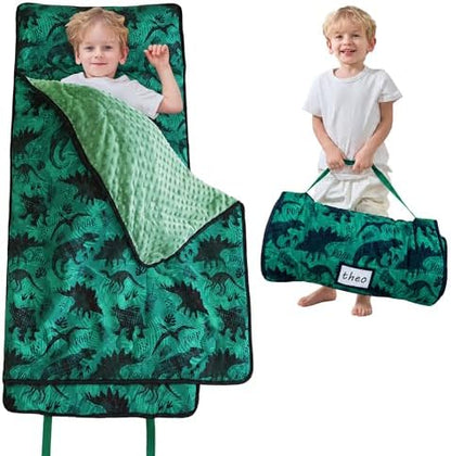 Lasoftan Toddler Nap Mat with Pillow and Blanket, Extra Large Rolled Napping Mats,Slumber Bags for Boys Girls,Kids Sleeping Bag for Daycare, Preschool Travel Camping