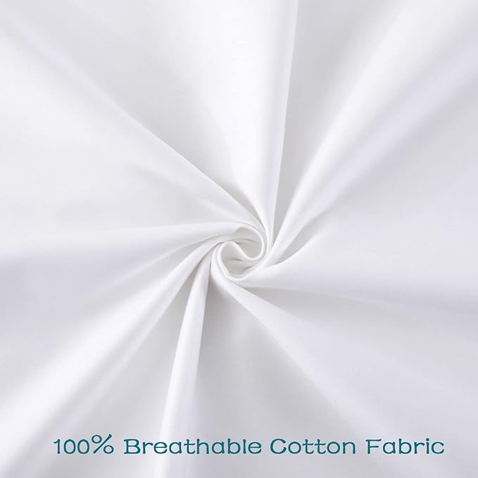 100% Cotton Zippered Pillow Cases King Size Set of 2, Super Soft & Breathable Pillow Protectors with Zipper, White Pillow Case Covers 20x36 Inches