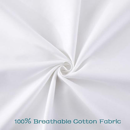 100% Cotton Zippered Pillow Cases Queen Size Set of 2, Super Soft & Breathable Pillow Protectors with Zipper, White Pillow Case Covers 20x30 Inches