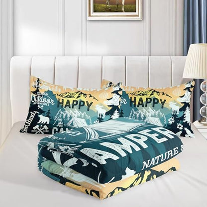 QOOMO Camping Kids Comforter Set Full Size