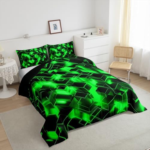 Feelyou Honeycomb Hexagonal Comforter Set King Size Kids Boys Girls Bedding