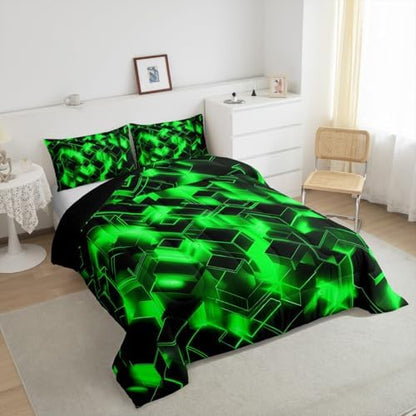 Feelyou Honeycomb Hexagonal Comforter Set King Size Kids Boys Girls Bedding