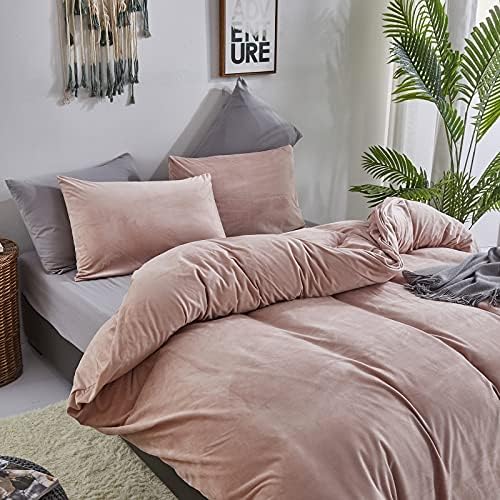 Wellboo Pink Velvet Comforter Sets Twin Women Girls Light Red Fluffy Bedding Comforters Adults Kids Solid Pink Cute Flannel Quilts Aesthetic Pink Warm Winter Blankets Micromink Sherpa Fuzzy Plush Bed