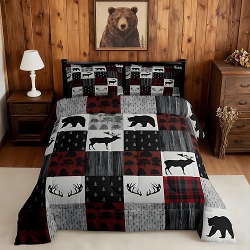 Feelyou Moose Bedding Set Queen Size 3 Piece for Boys Girls Women Men