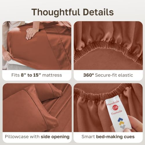 California Design Den Soft 100% Cotton Dorm Sheets Twin XL Set, 3 Pcs, Rust