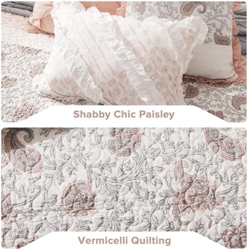 Madison Park Shabby Chic Cotton Quilt Set, 6PC Full/Queen Coverlet
