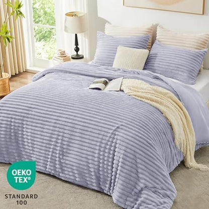 EXQ Home Fluffy Comforter Set Twin Size,2 Pieces Bed Set,Purple