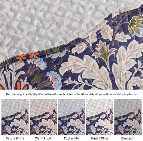 HoneiLife Quilt Set Queen Size - Microfiber Bedspreads for Queen Bed, Reversible Coverlet Lightweight Bedcover Quilt Bedding Sets-Navy