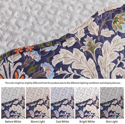 HoneiLife Quilt Set Queen Size - Microfiber Bedspreads for Queen Bed, Reversible Coverlet Lightweight Bedcover Quilt Bedding Sets-Navy