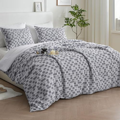 SLEEP ZONE Comforters Twin Set, Modern Lattice Bedding Set Gray 2 Pcs