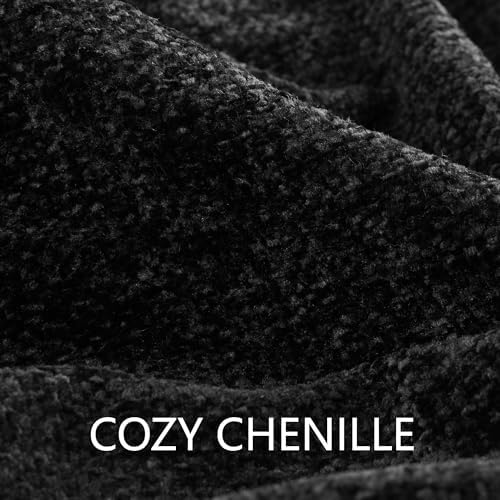 Chenille Throw Blanket for Couch 50" x 60", Black