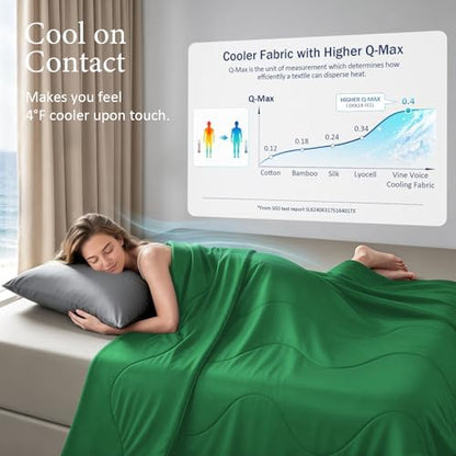 Cooling Comforter for Hot Sleepers, Queen 90x90, Emerald Green