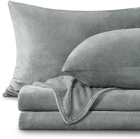 BEDELITE Flannel Sheets Twin XL Size, Grey, 3 Pieces