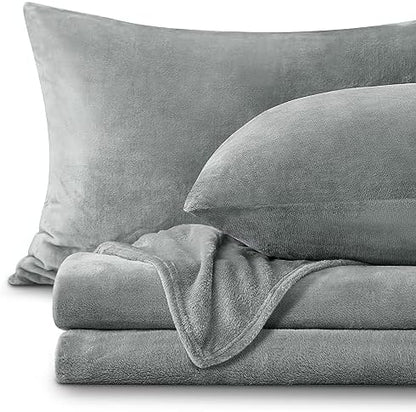 BEDELITE Flannel Sheets Twin XL Size, Grey, 3 Pieces