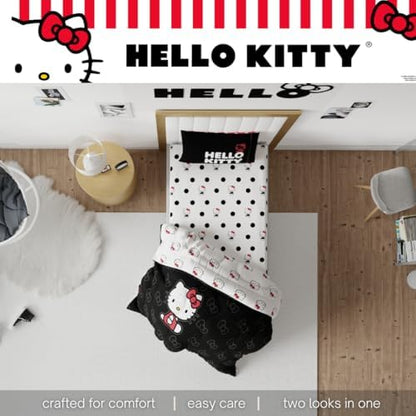 Hello Kitty Polka Dot Bedding Super Soft Microfiber 3 Piece Twin Sheet Set, (Officially Licensed Product) By Franco