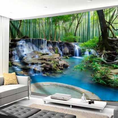 FENDROM Forest Waterfall Tapestry Nature Jungle Stream Green Garden View Wall Hanging Tablecloth Bedspread Picnic Blanket Multifunctional for Bedroom Living Room