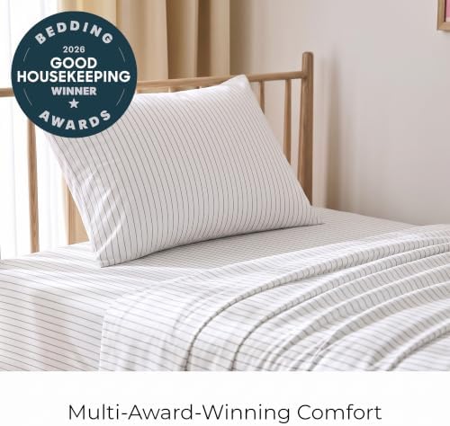 Mellanni Iconic 3-Piece, Ultra Soft Sheet Set (Twin, Pinstripe Gray)
