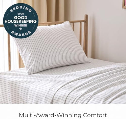 Mellanni Iconic 3-Piece, Ultra Soft Sheet Set (Twin, Pinstripe Gray)