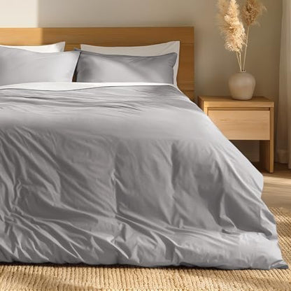 Bare Home 100% Organic Cotton Duvet Cover Set (Twin/Twin XL, Light Grey)