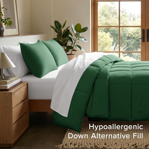 Bare Home Comforter Set - 1800 Ultra Soft (Twin/Twin XL, Forest Green)