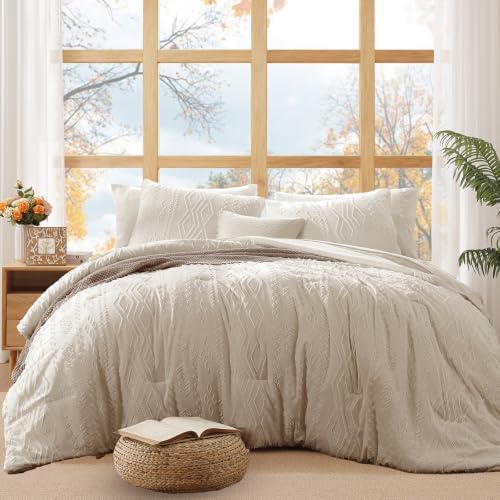 King Size Comforter Set- 7 Pieces Tufted Bed in a Bag King Bedding Sets