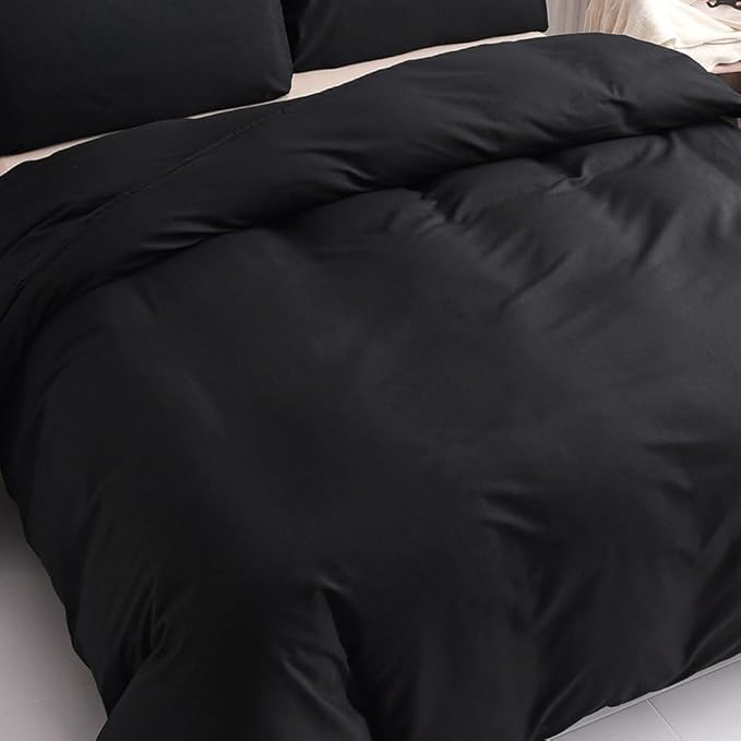 CLOTHKNOW Black Comforter Set California King Solid Black Bedding Comforter Sets Soft Men Women California King Comforter with 2 x Pillow Cases