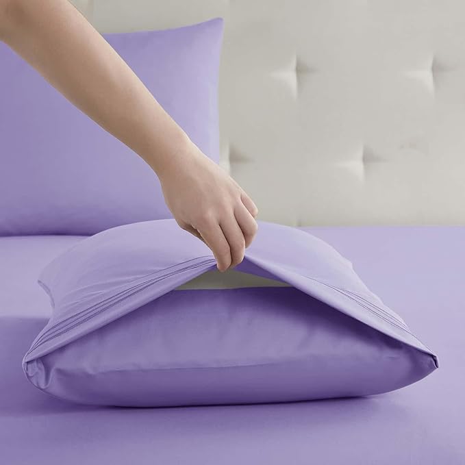 Clara Clark RV Queen Sheets, 6 Piece RV Sheets Set - Hotel Luxury Sheets for RV Bunks, Super Soft Bedding Set, Short Queen,Lavender