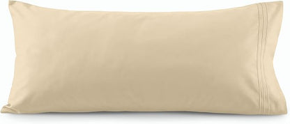 Elegant Comfort Luxury Ultra-Soft 1-Piece Body Pillowcase - 1500 Premium Hotel Quality Microfiber Double Brushed - Wrinkle Resistant, Body Pillowcase Size, Cream