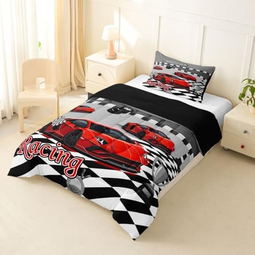 Feelyou Boys Sports Car Comforter Set Twin Size for Kids Boys Girls