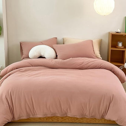 CLOTHKNOW Pink Queen Comforter Set Dusty Rose Bedding Comforter Sets Women Girls Comforter Blush Comforter Mauve Queen Comforter Set