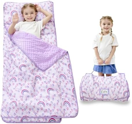 Lasoftan Toddler Nap Mat with Pillow and Blanket, Extra Large Rolled Napping Mats,Slumber Bags for Boys Girls,Kids Sleeping Bag for Daycare, Preschool Travel Camping