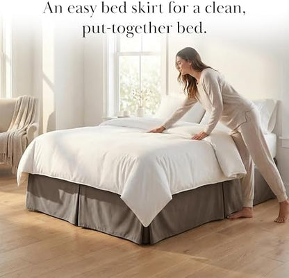 Southshore Fine Living King Bed Skirt 14 Inch Drop Soft Pleated Dark Taupe